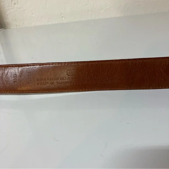 Coach Black Leather Belt with brass Buckle size 38 width 1.25” - Picture 4 of 6